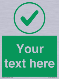 Custom green background, green tick in circle sign